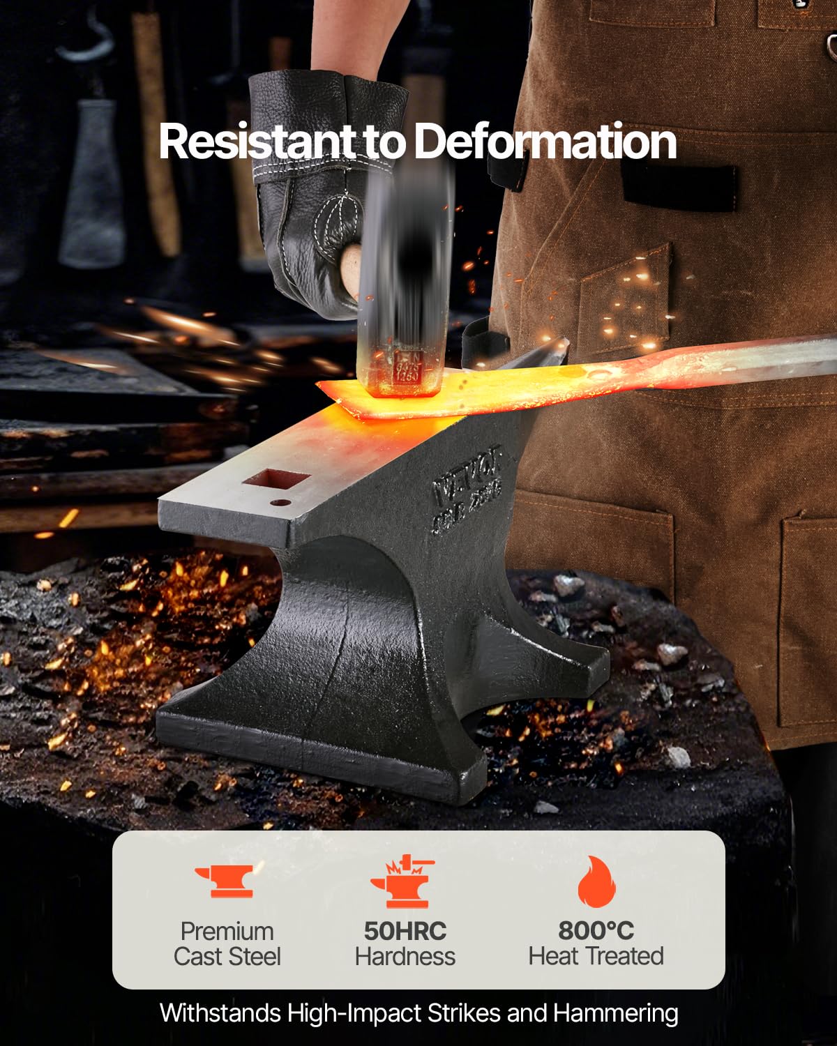 VEVOR Enclume de Forgeron en Acier Moulé 25 kg, Enclume à Corne Simple Ronde, Haute Dureté, Grand Plan de Travail, Base Stable, Outil de Travail du Métal pour Pliage, Façonnage, Torsion, Bijoutiers