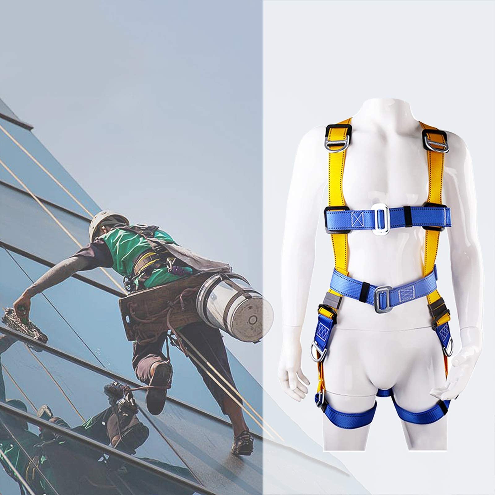 Safety Harness Kit, 5-Point Occupational Safety Equipment Ceiling Coating Works Adjustable Fall Protection Safety Harness Male