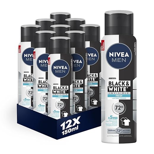 Kit NIVEA MEN Desodorante Aerossol Black & White INVISIBLE Fresh 150ml - 12 Unidades
