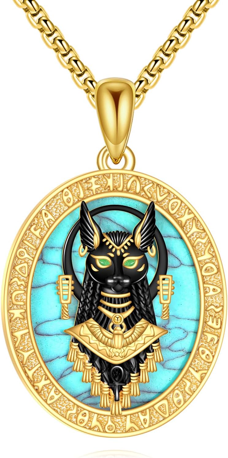 Ankh Cross/Scarab/Anubis/Nefertiti Necklace 925 Sterling Silver Pendant Necklace Egyptian Jewelry Gifts for Men Women