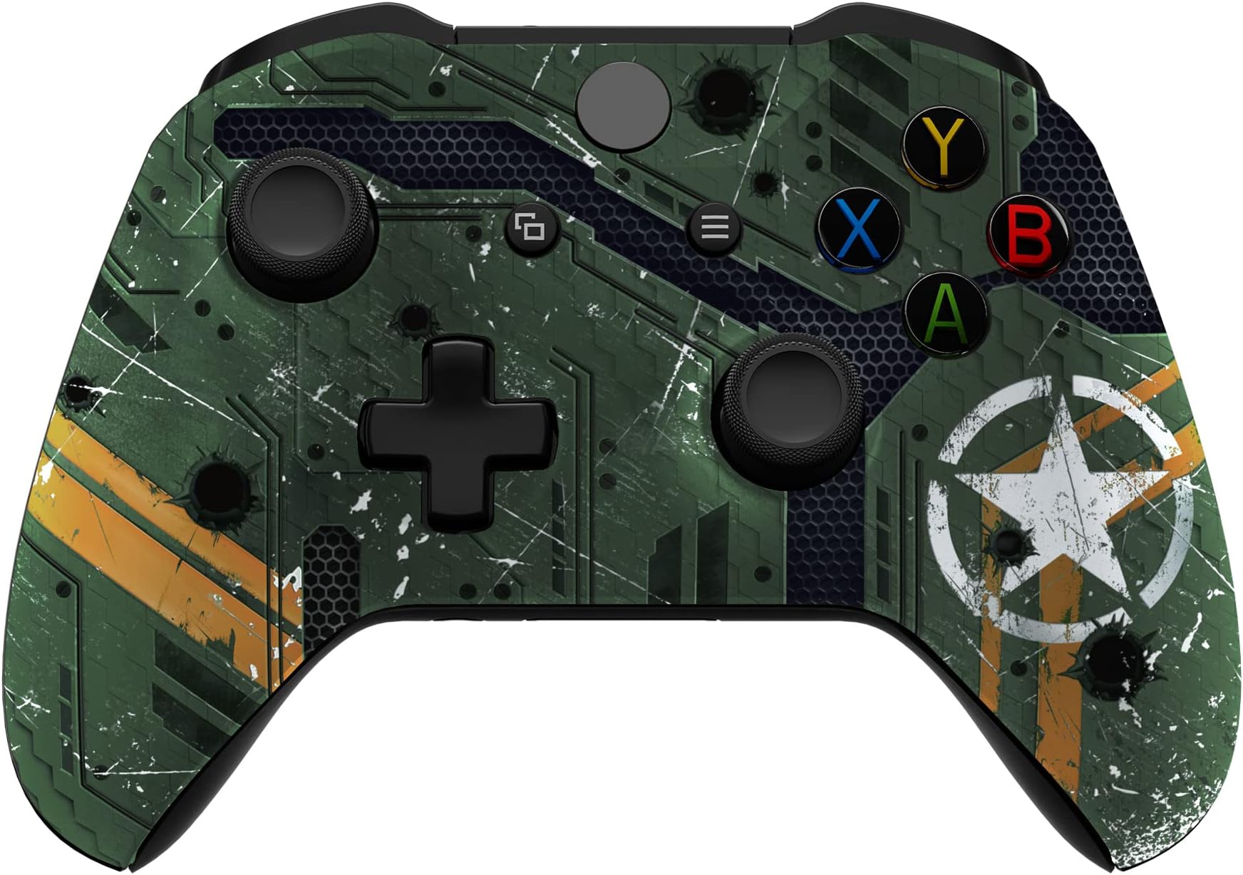 eXtremeRate Army Mecha Patterned Front Housing Shell Case for Xbox One S/X Controller, Soft Touch Faceplate Cover Replacement Kit for Wireless Controller (Model 1708) - Controller NOT Included