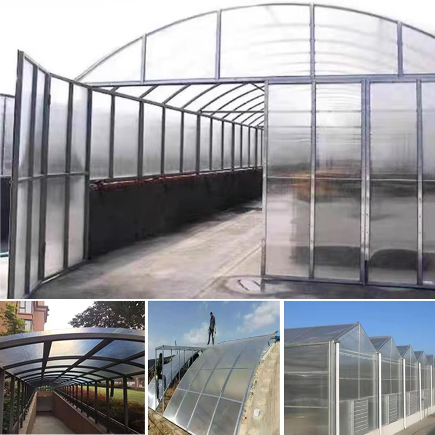 Paneles de techo de policarbonato transparente, resistentes a los rayos UV, impermeable, para cochera al aire libre, hojas fáciles de cortar (0,5 x 4 m), solución duradera para techos de invernadero