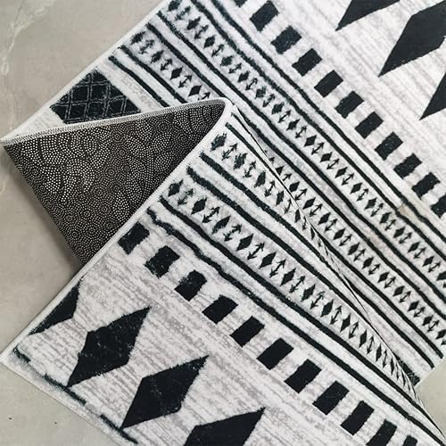 Miniatura 3 de Alfombra geométrica bohemia  Alfombra marroquí de 2 x 6 pies, antideslizante, envejecida, lavable, para puerta, baño, dormitorio, cocina, sala de