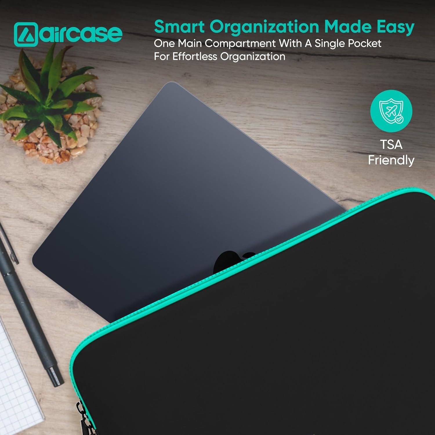 AirCase Neoprene Laptop Sleeve Case Cover for 13.3 Inch MacBook, Dell, HP, Lenovo, more| Water-Resistant, Shockproof Padding, Scratch-Proof| Slim Fit, Wrinkle Free, TSA Security Friendly (Black-Green) 13 71sWPK8o3BL. SL1500