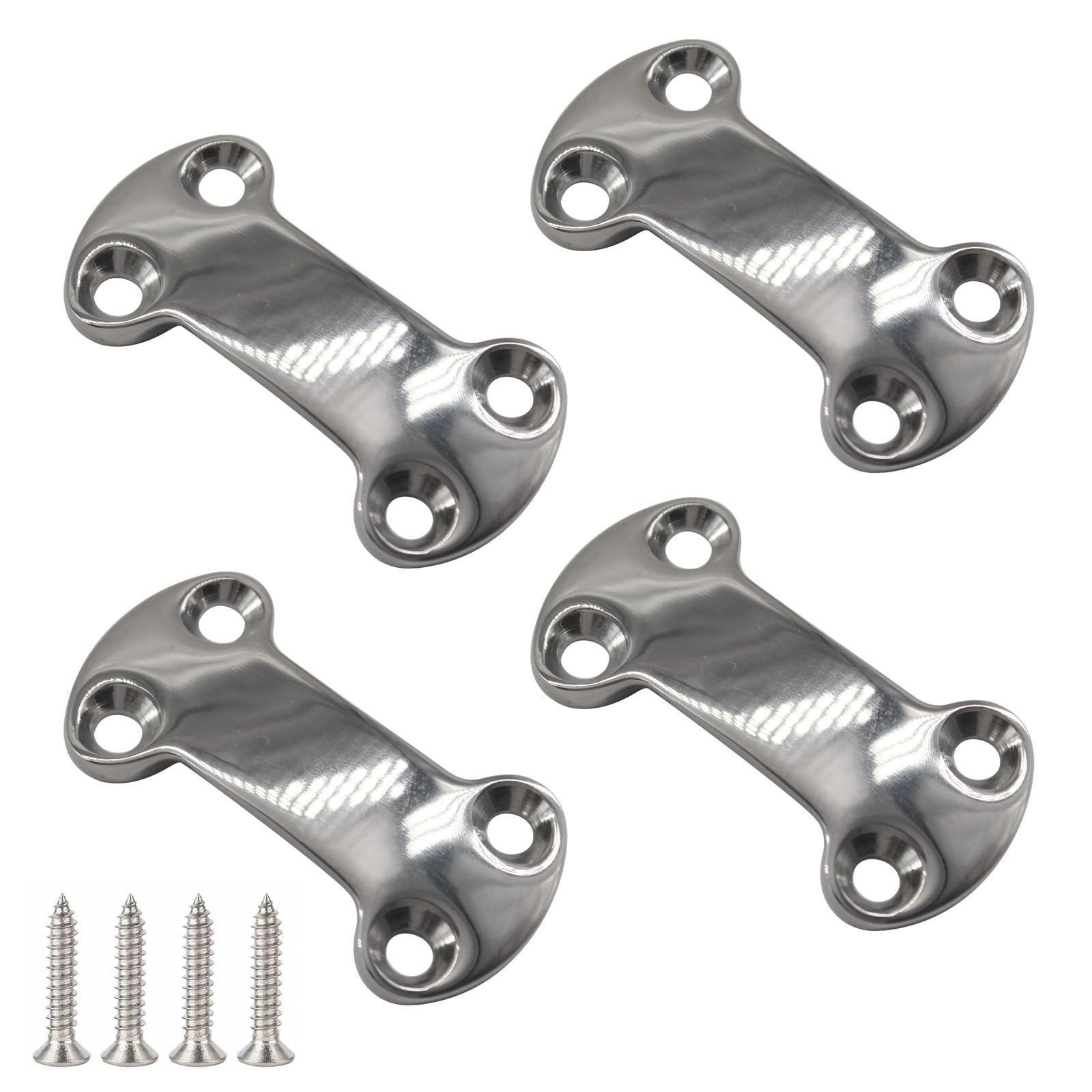 25mm Webbing Pressure Plate 304 Stainless Steel Multipurpose Fixing Plate for Yachts,Boat Decks Come with Screws (4 Pieces)