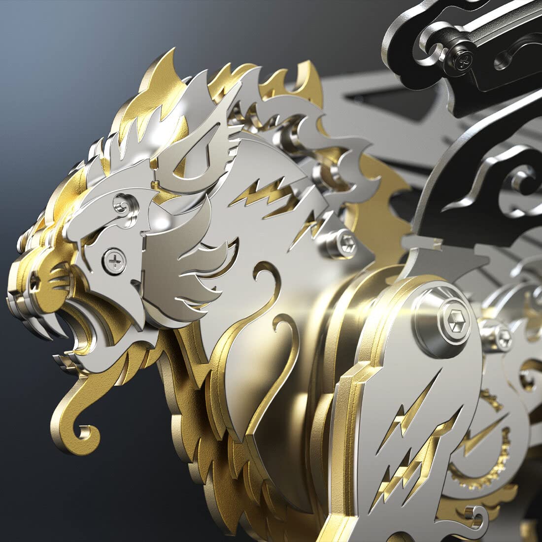 JEBU Kit de modèle 3D en métal pour adultes, puzzle 3D en métal à faire soi-même, modèle de tigre, 116 pièces, puzzle 3D à faire soi-même, casse-tête animal, décoration d'intérieur