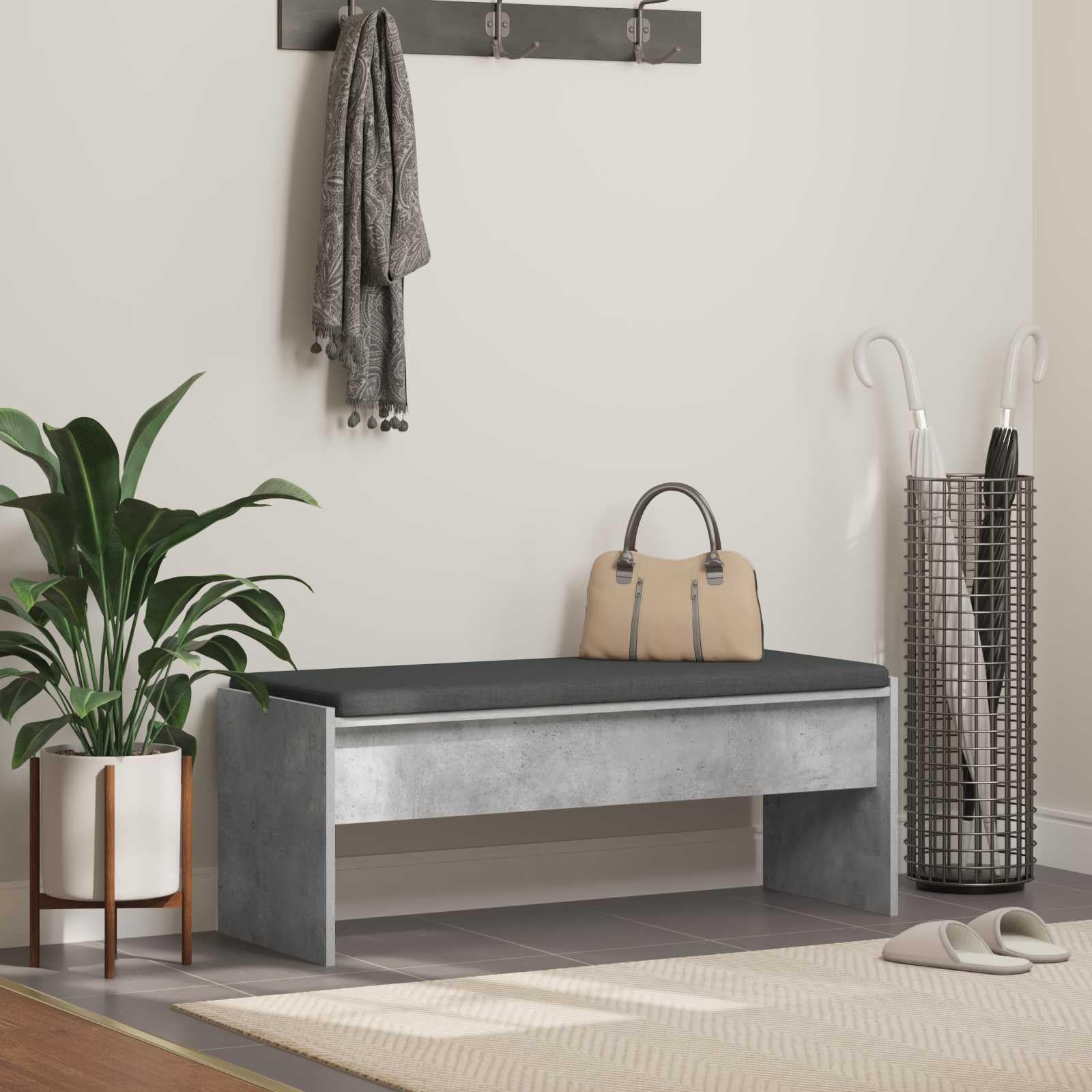 Banc stable en bois avec rembourrage antidérapant pour l'entrée du salon