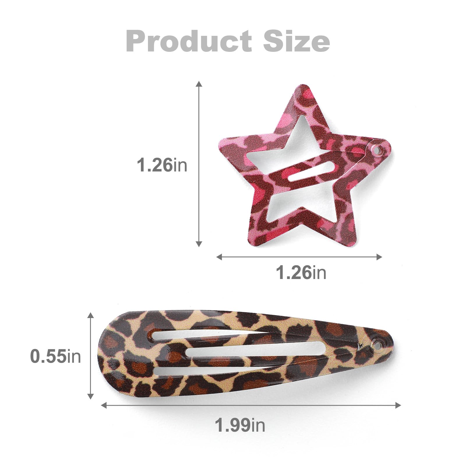 8 works Metal Snap Hair Clips for Women, Star & Water Drop Barrettes - Image 2