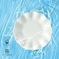 Vista 7 de TAMAYKIM Juego de 12 platos de postre de porcelana de 7 pulgadas, juego de vajilla de aperitivo con borde ondulado, platos pequeños, resistentes a