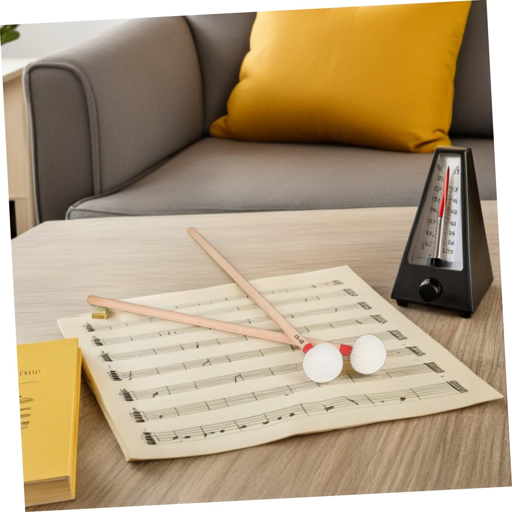 POPETPOP 4pièces Lot de Mailloches de Timbales Feutre Blanc Manche Bois Accessoires de Percussion pour Xylophone et Carillon