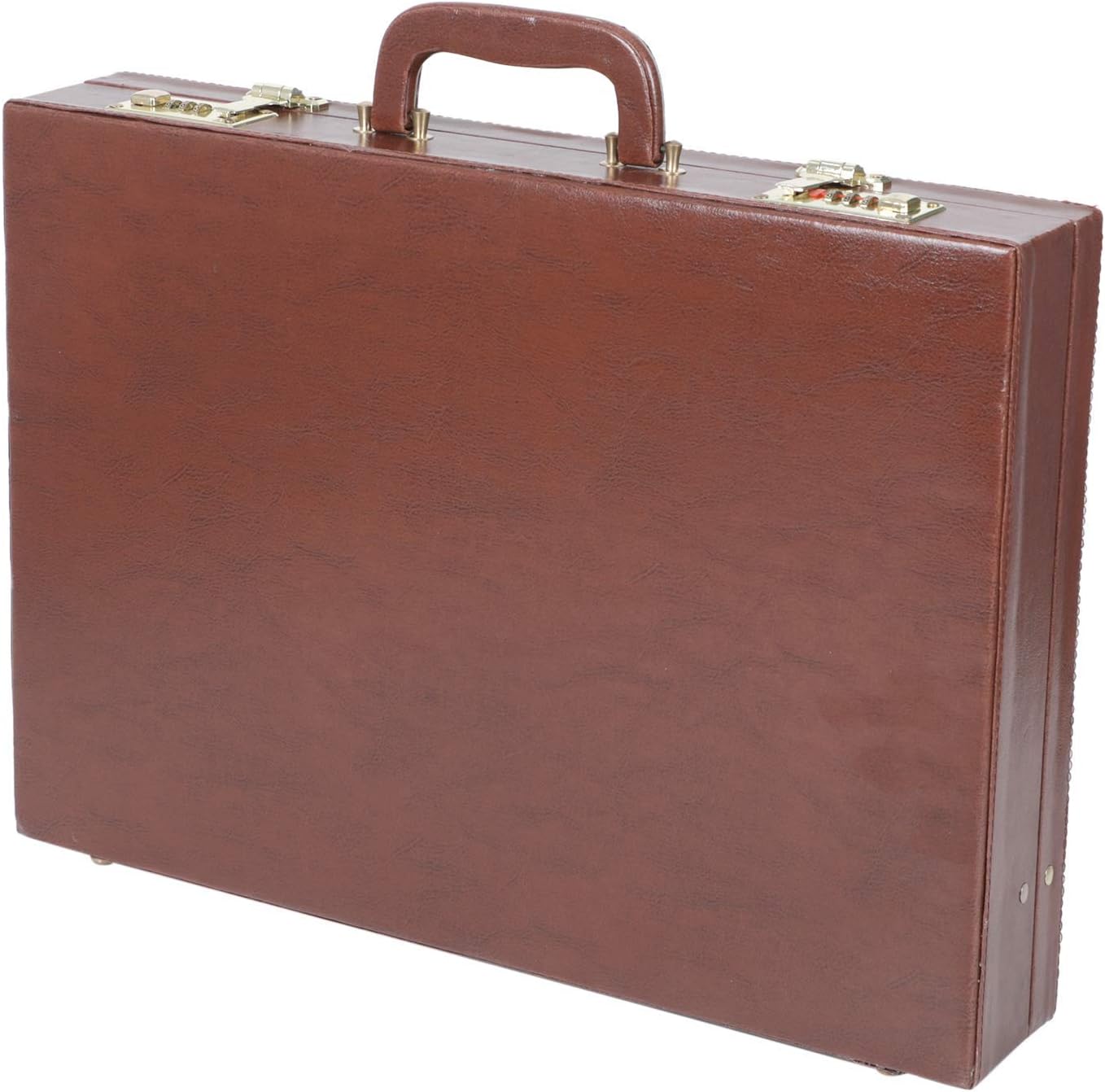 IRHA 18 inch Brown Faux Leather Office Briefcase Bag/File Bag with Digit Combo Locking and Inner Mesh Pocket Medium Briefcase for Men (Brown)