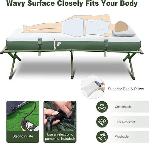 Miniatura 5 de Safstar - Catre 5 en 1, tienda de campaña con colchón de aire, saco de dormir, catre de campamento, toldo y almohada de aire, bolsa de transporte,