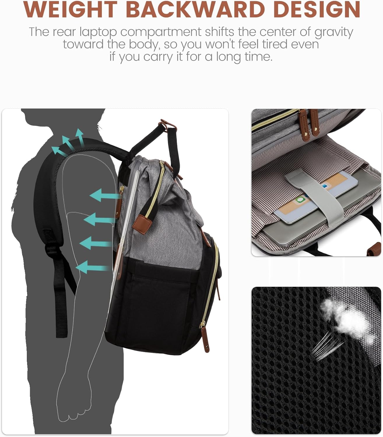 LOVEVOOK Laptop Backpack for Women, 15.6'' Waterproof Nurse Bag Teacher Work Backpack Purse for Women, Travel Computer Backpack for College Office Business Ladies - Image 5