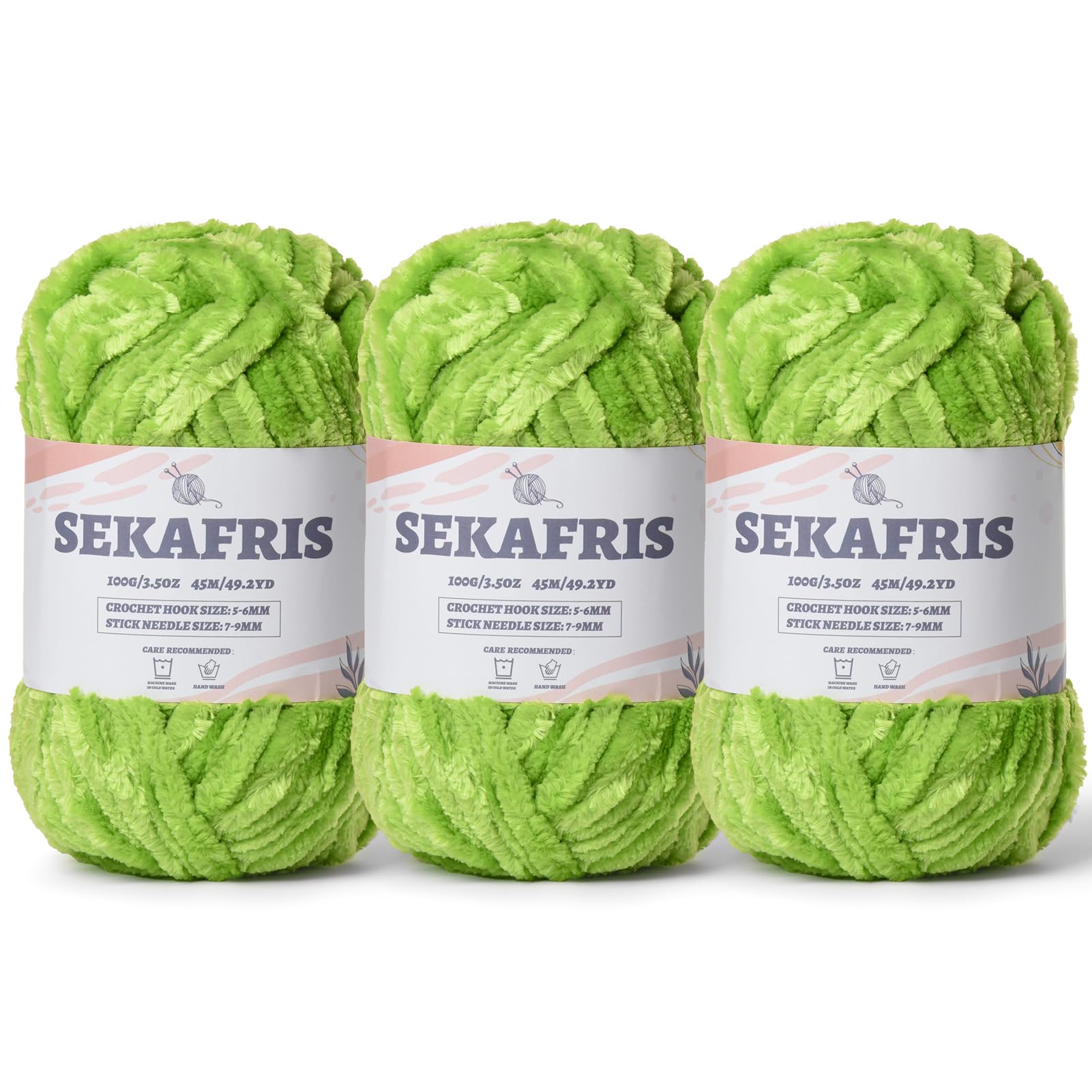 Chenille Velvet Soft Yarn Emerald Green 3 Pack