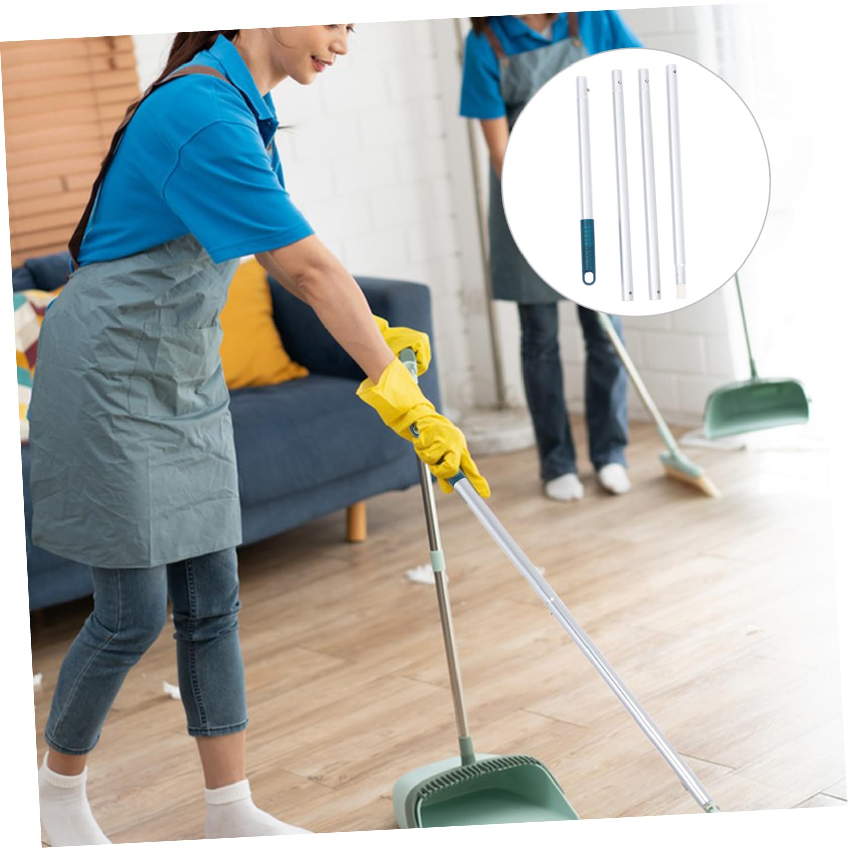 Ciieeo 1Set Extension Rod Detachable Stainless Steel Mop Handle for Replacement Compatible with Various Broom Heads and Easy to Install for Efficient