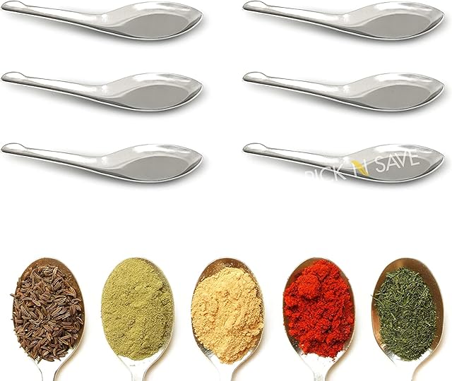 Small Mini Measuring Spoons, Stainless Steel, Perfect for Spice Jars, Masala Dabba Spice Spoon, Storage Tins, Coffee, Tea, Condiments, Sugar, Honey, Milk Powder, Ice Cream - Set of 6