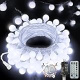 100LED Smart Voice Controlled Connectable Globe String Lights for Bedroom, 43ft Cool White Christmas Lights with Remote, Waterproof Fairy Light Plug in 12 Modes for Classroom Wedding Christmas Decor