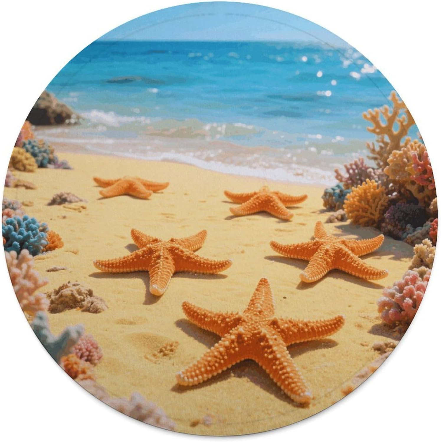 Island Coral Beach Throw Blanket Round Beach Towel | 59.1 Inch Circular Flannel blanket Large Soft Beach Blanket Lightweight Foldable Beach Towel Throw for Daily Leisure Use