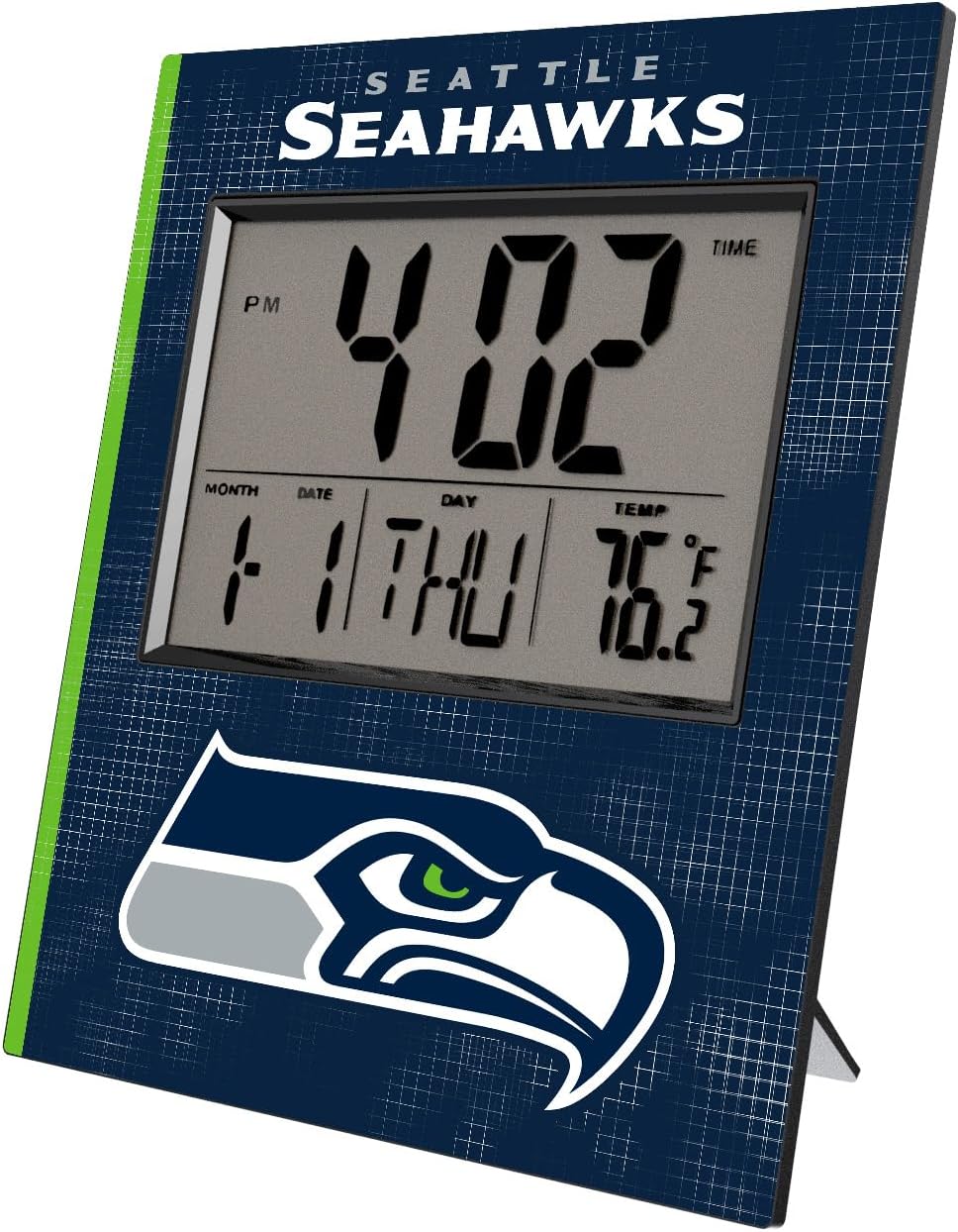 Keyscaper Seattle Seahawks Cross Hatch Digital Desk Clock