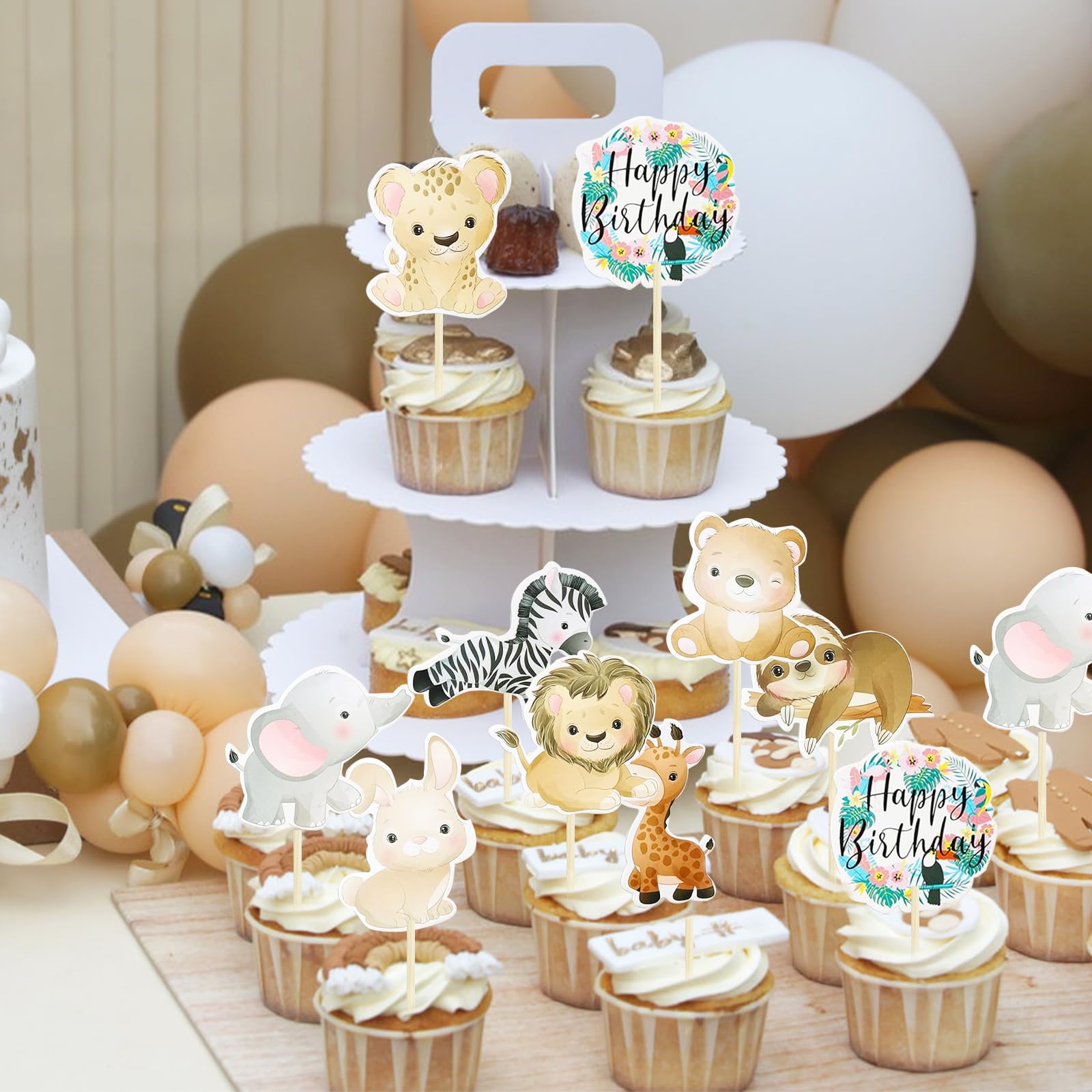 26 Stück Muffin Deko Tiere – Dschungel Cupcake Topper Für Safari-Party, Kindergeburtstag & Babyparty
