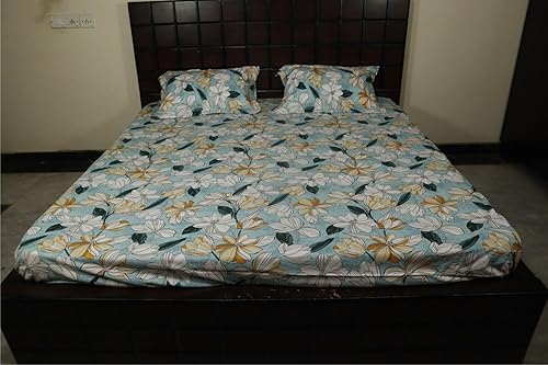 Miniatura 2 de Juego de sábanas 100% algodón puro tamaño King con 2 fundas de almohada (sábana-5)