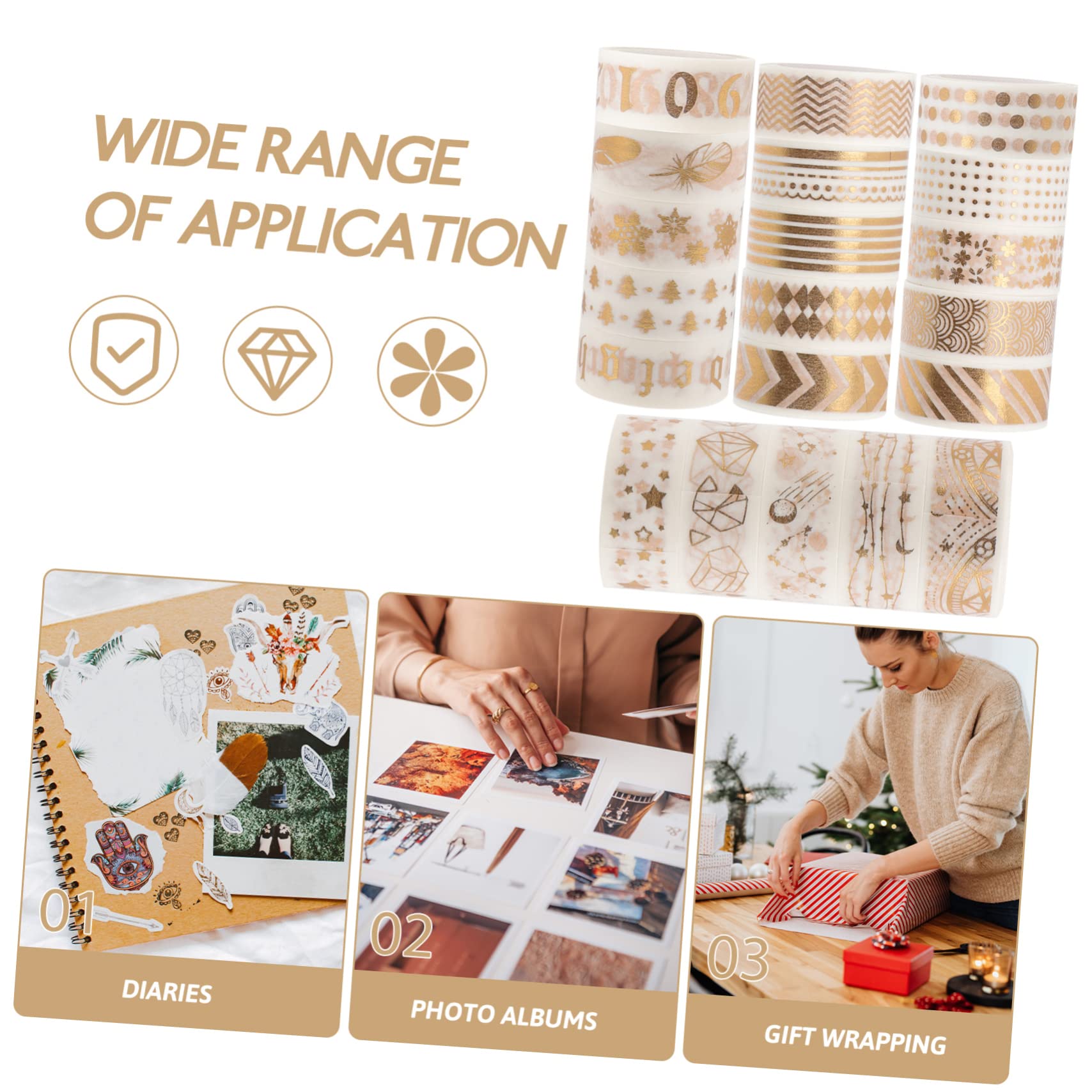 SEWACC 40rollos Cinta Washi Diseño De Estampado Dorado para Manualidades y Scrapbooking para y Álbumes De Recuerdos