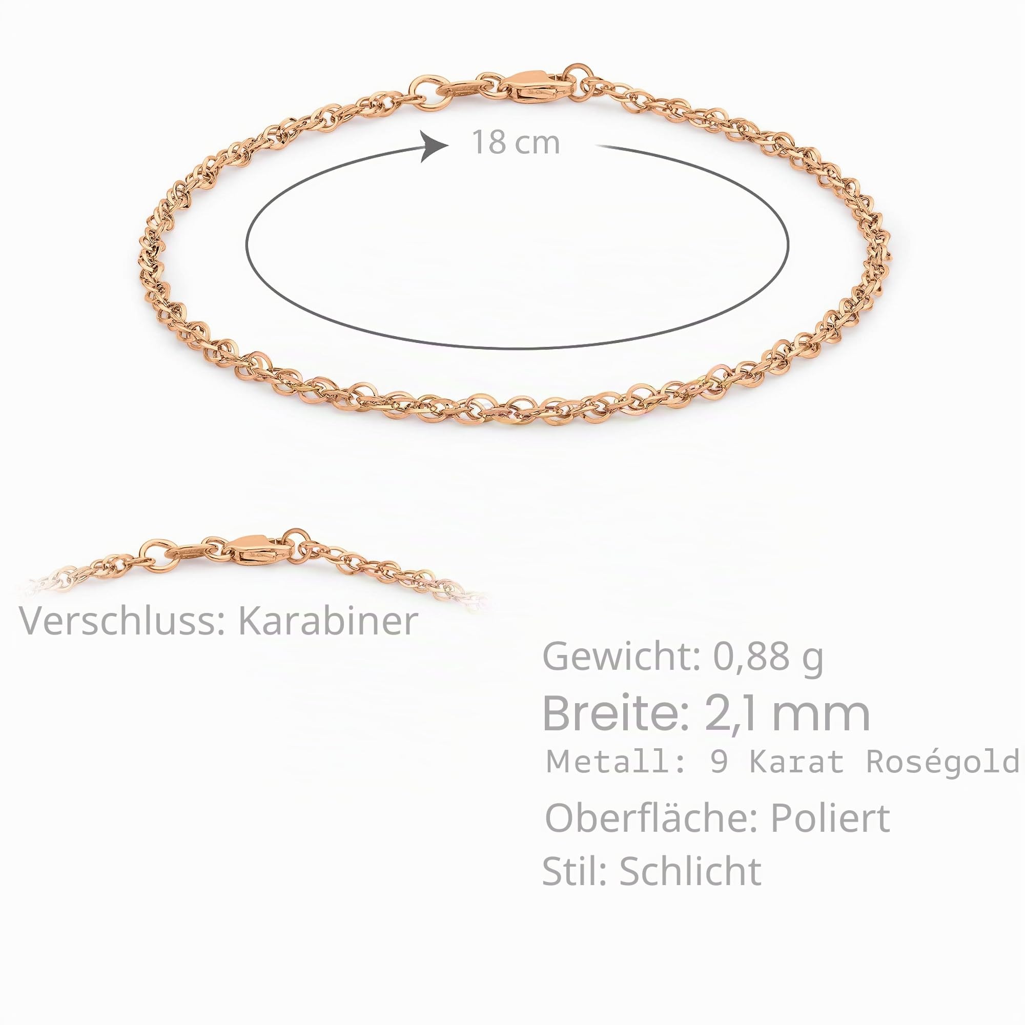 Damen Hollow 2.1mm Diamantschliff Prinz von Wales Armband 9k (375)
