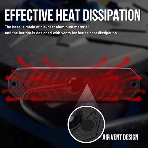 Miniatura 3 de Paquete de 1 unidad, luces LED ámbar para camiones, 12 luces LED ámbar, luz estroboscópica de parrilla de montaje en superficie de emergencia, mini