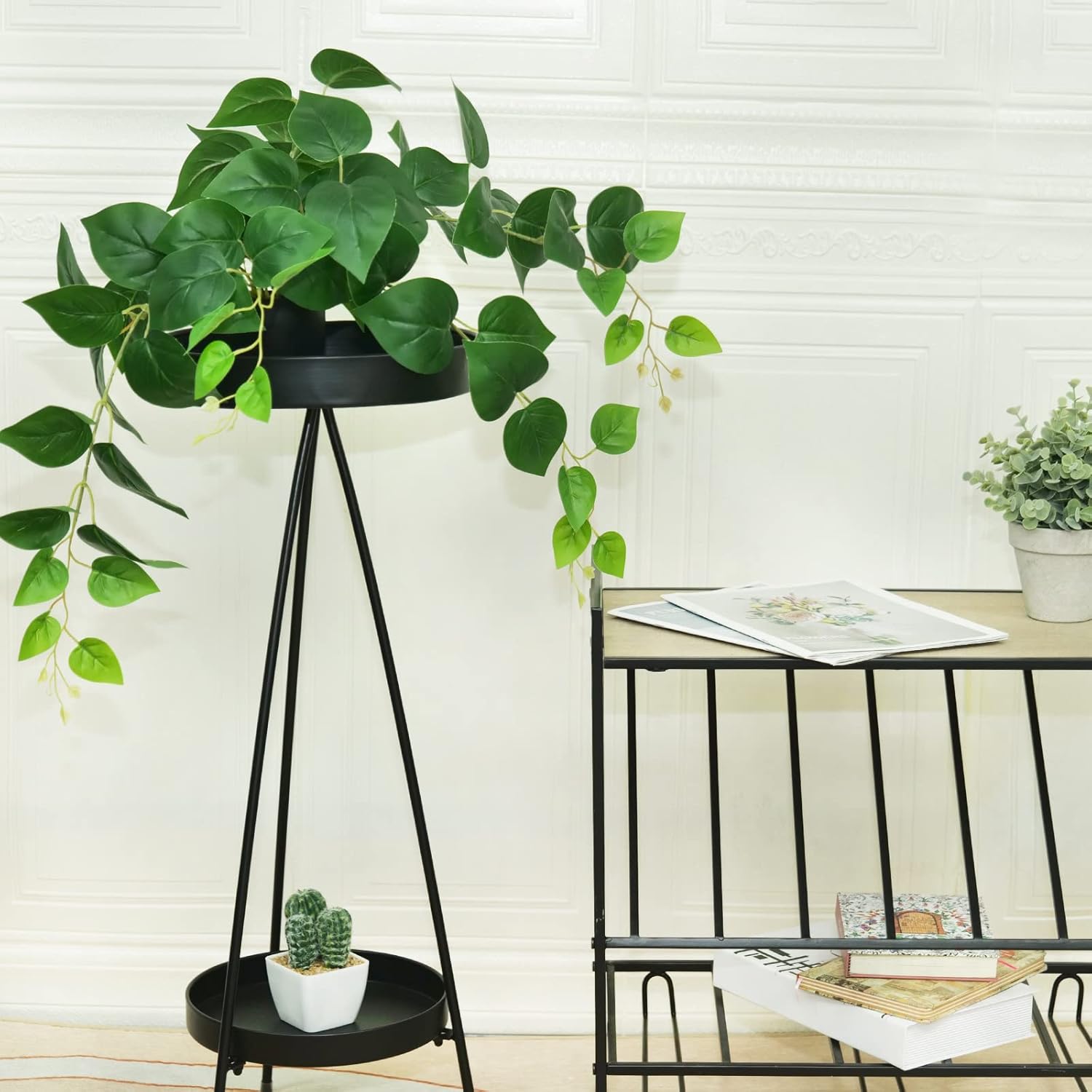 Tiita 1 Pack Fake Plants Artificial Scindapsus Aureus in Pots, Realistic Fake Greenery Potted Plants for Home Office Desk Window Sill Bathroom Bedroom Outdoor Indoor - Image 6