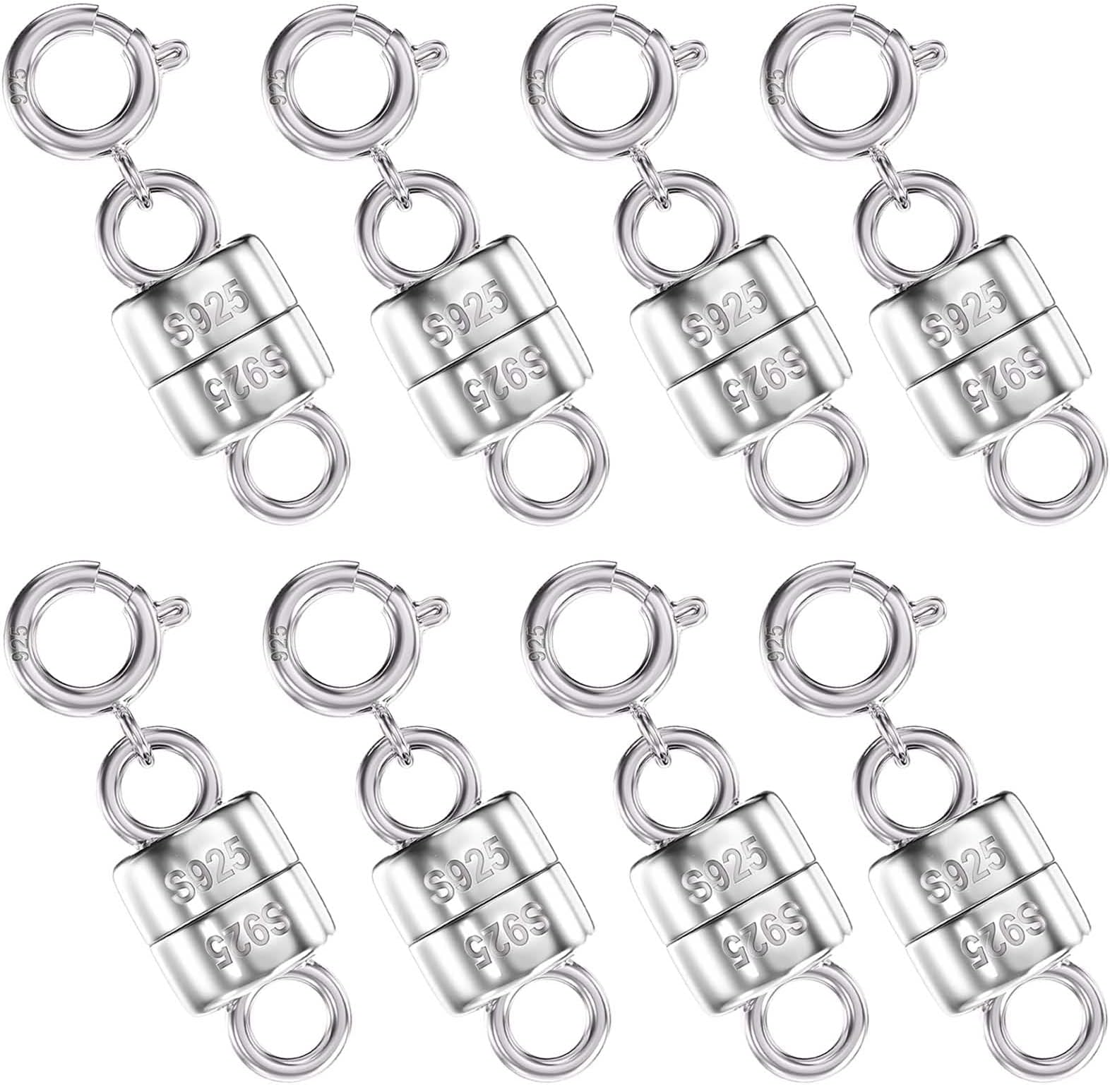 OHINGLT 925 Sterling Silver Magnetic Necklace Clasps and Closures,Gold and Silver Magnetic Clasp Converter for Jewelry Making Supplies,Chain Extender Connector for Small Necklace Bracelet