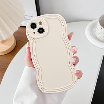 XIZYO Curly Waveform Frame Case for iPhone 15 Off-White