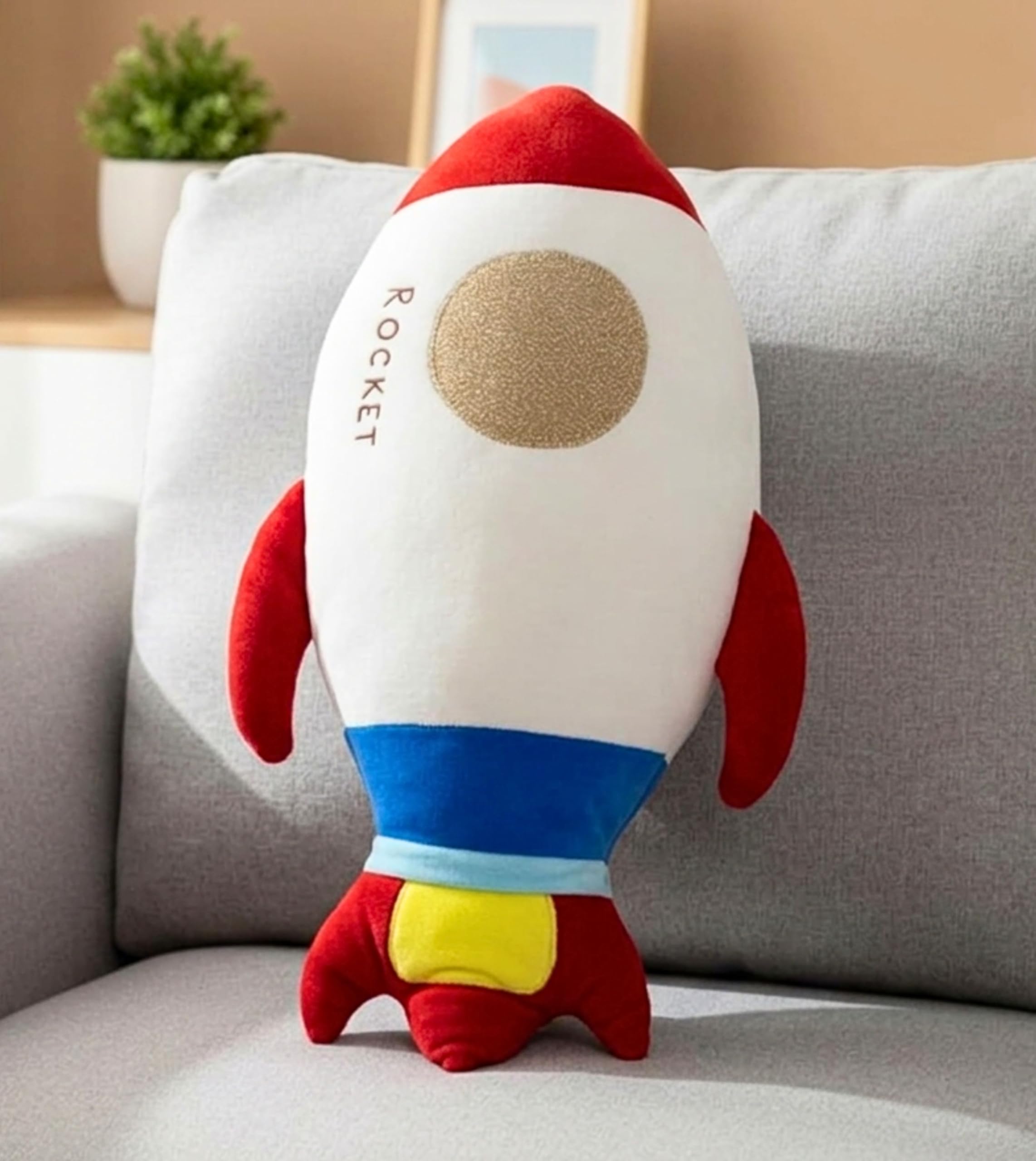 Tickles Rocket Shaped Soft Stuffed Plush Pillow for Kids Birthday Gift Nursery & Bedroom Decor (Size: 38 cm Color: Red)-image-32
