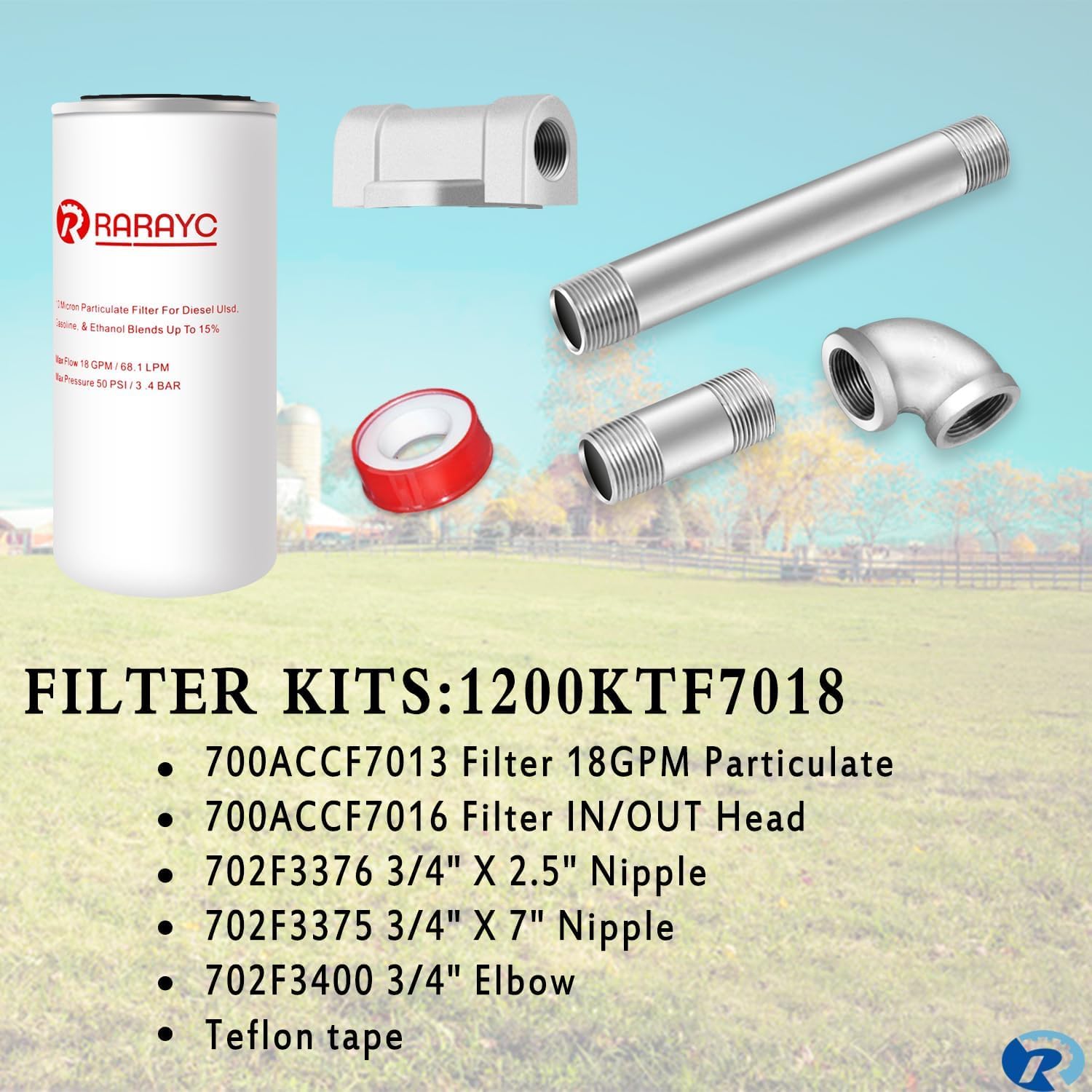 1200KTF7018 Particulate Fuel Filter Assembly with 1200KTG9075 Filter Head and 3/4” ST Elbow and 3/4 x 7” Nipple