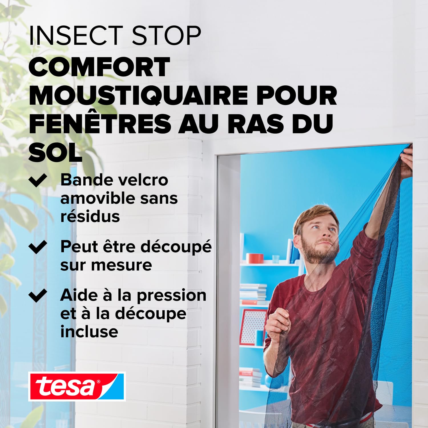 Tesa INSECT STOP Moustiquaire Auto-agrippante Premium 2x 120x240cm Anthrac.