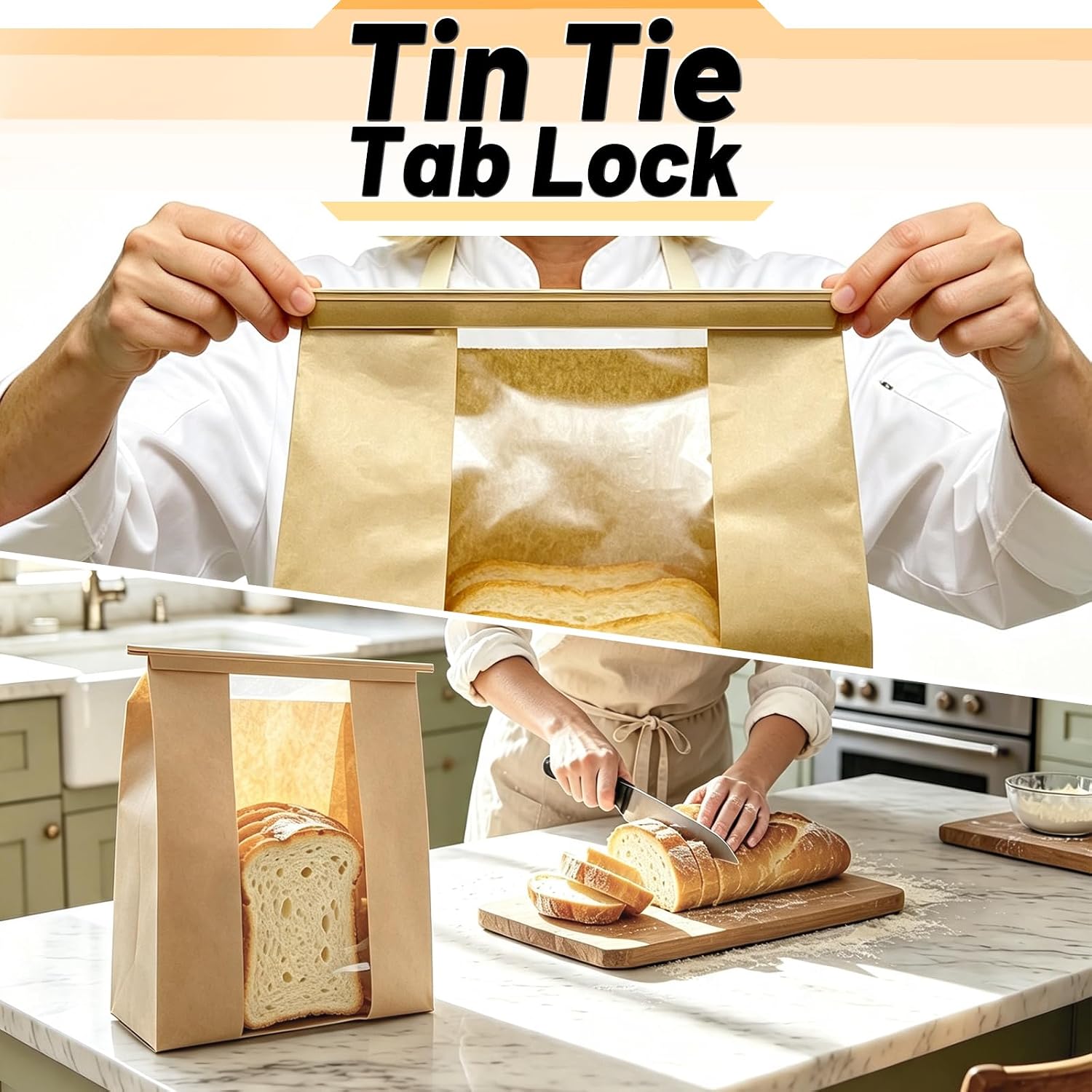50 Pack Extra Large Bread Bags for Homemade Bread with Tin Tie Tabs image 3