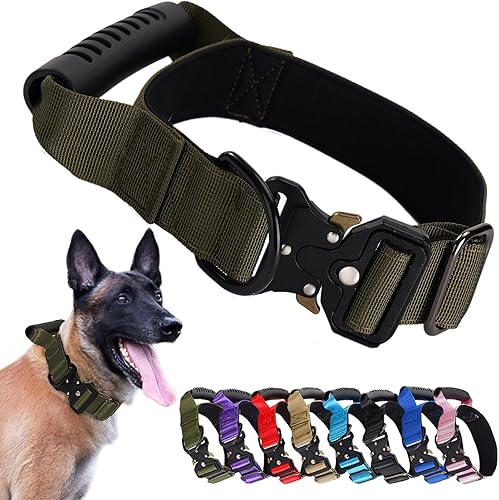 JSXD Tactical Dog Collar, 1.5 Inch Wide, Heavy Duty Military Training Collar wit