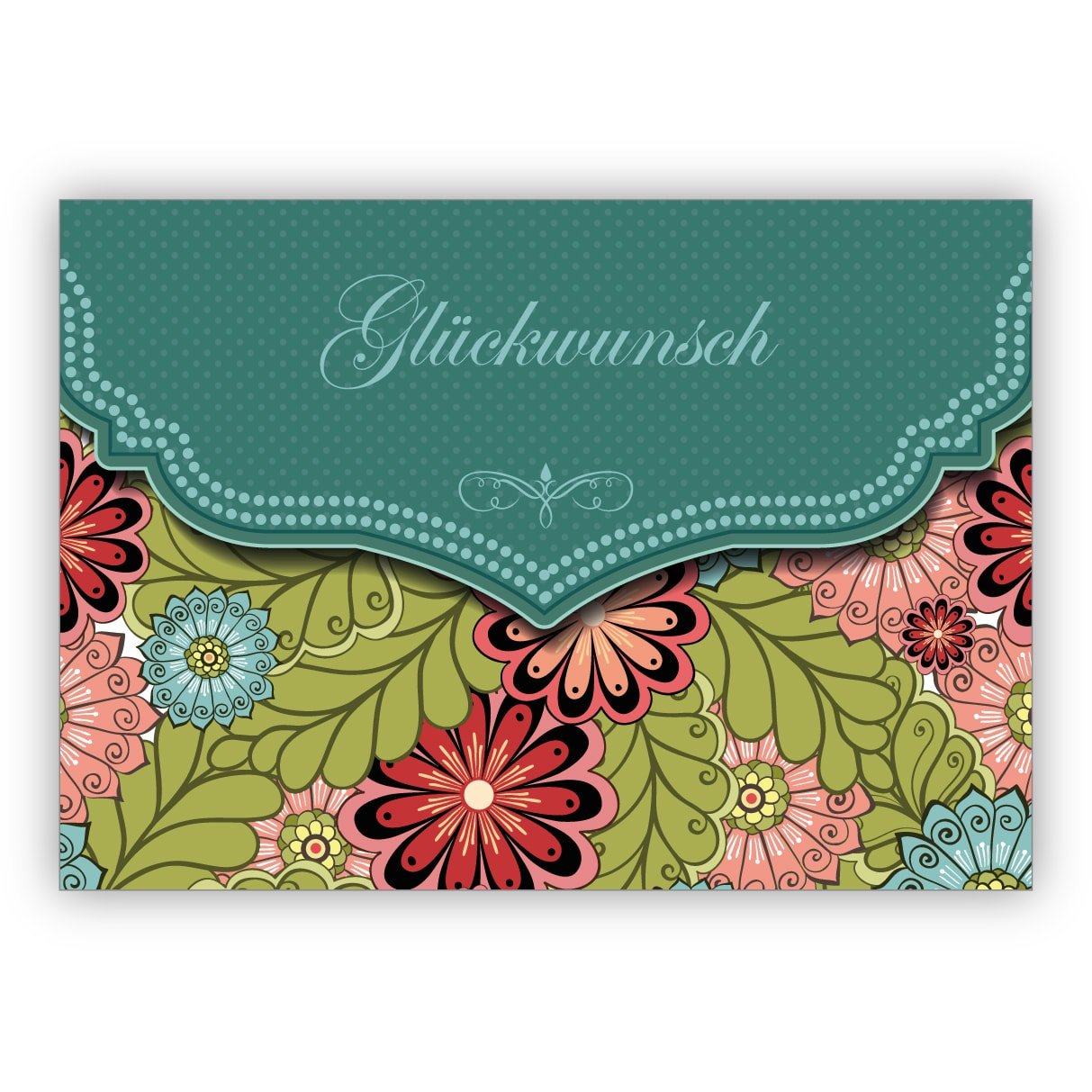 Kartenkaufrausch 16x Edle Glückwunschkarte mit modernem Blumen Muster in grün zur Hochzeit, Taufe, Geburt, Examen etc: Glückwunsch • individuelle Grusskarte mit Umschlag, hochwertige Qualität