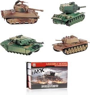 1:72 Assembly Tank Model Set 4 Pcs Incl. Challenger, KV1, KV2, M4A3 Sherman Tanks