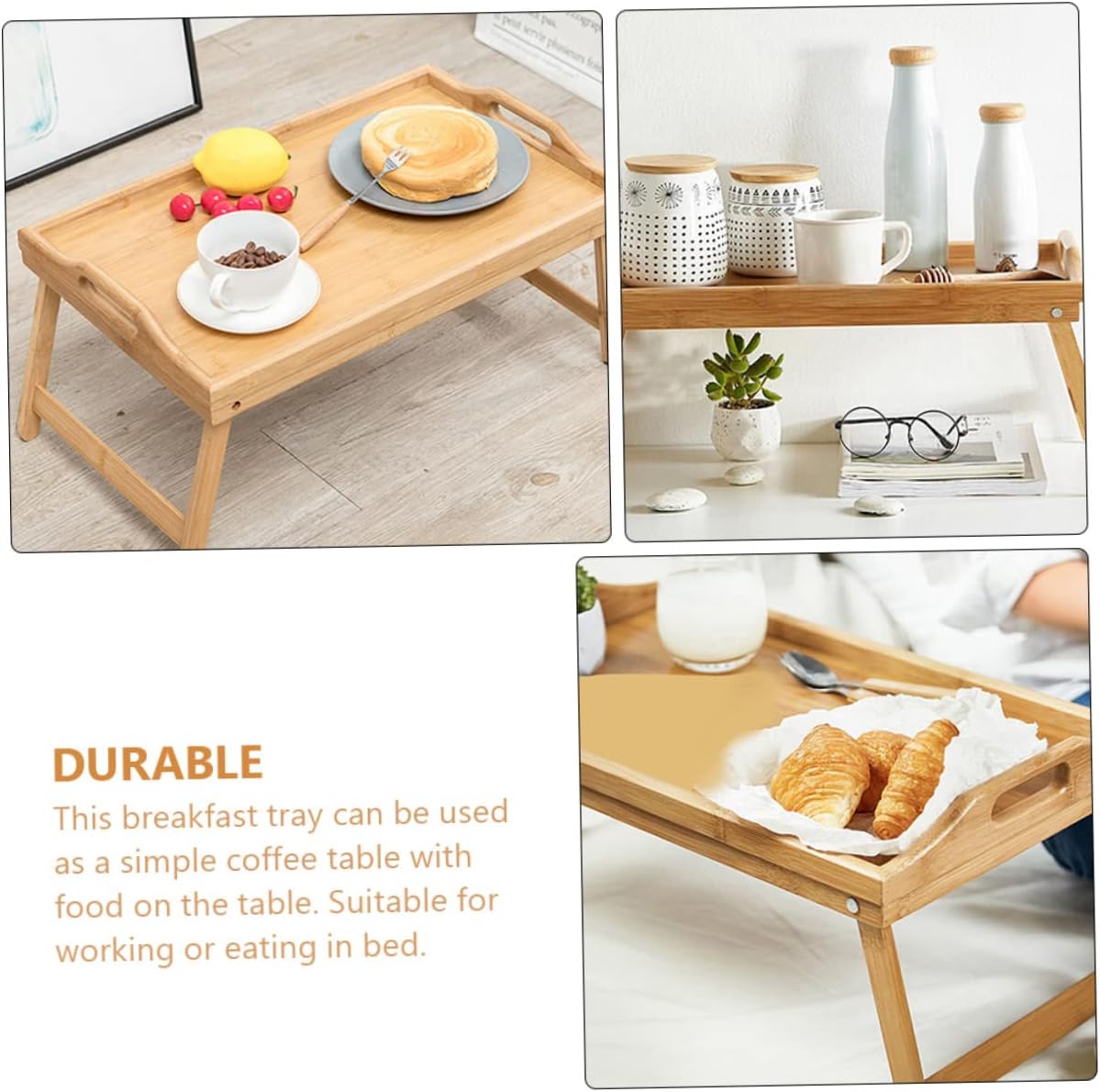 Foldable Desk Bed Laptop Stand Portable Breakfast Serving Tray with Legs Lightweight Design for Home Office Elegant Construction for Stability and Durability for Bedroom