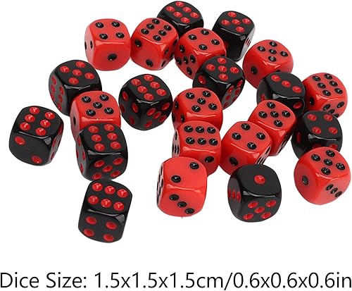 Miniatura 2 de 48 dados de seis caras, dados poliédricos ligeros de plástico negro y rojo para juegos de mesa, juegos interactivos, juegos de cartas coleccionables