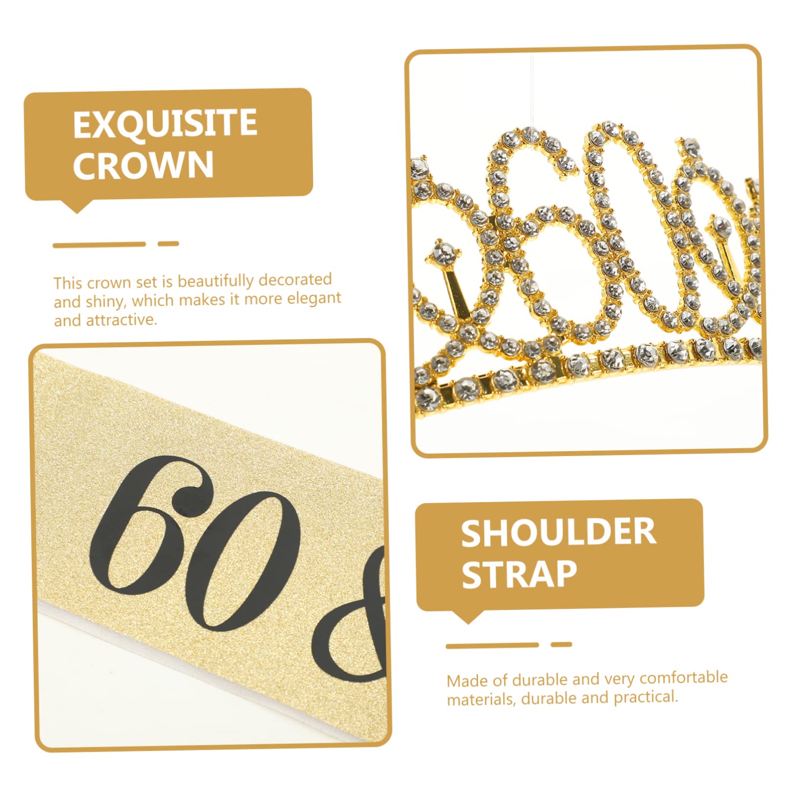 STOBOK 4sätze Geburtstag Krone Und Schärpe Set Für Goldene Geburtstagdeko Party Adornments Für Unvergessliche Feierlichkeiten