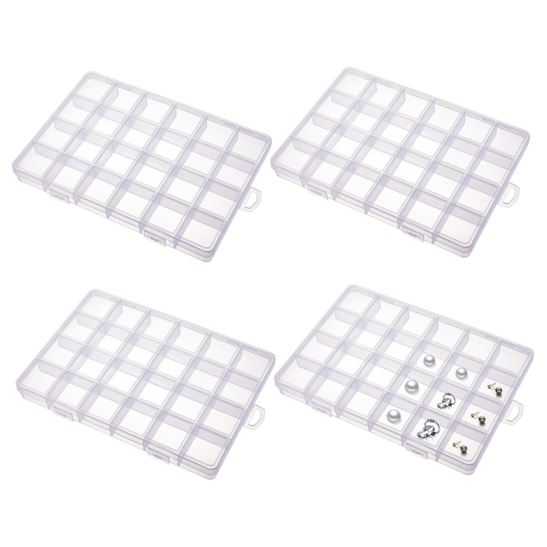 Boîte de rangement de perles plastique 28 grilles x4 avec couvercle à pression