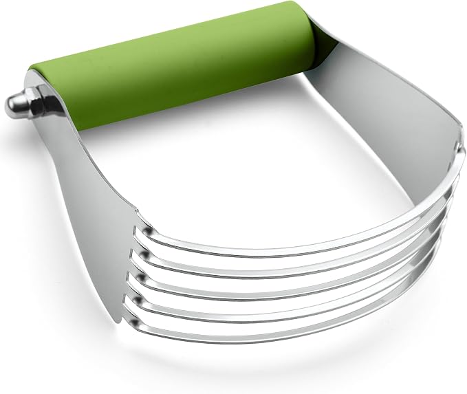 Spring Chef Large Dough Blender For Baking, Manual Dough Cutter Tool, Stainless Steel Puff Pastry Cutter Tool with Sharp Blades, Dishwasher Safe Pastry Blender for Easy Mixing - Pine Green