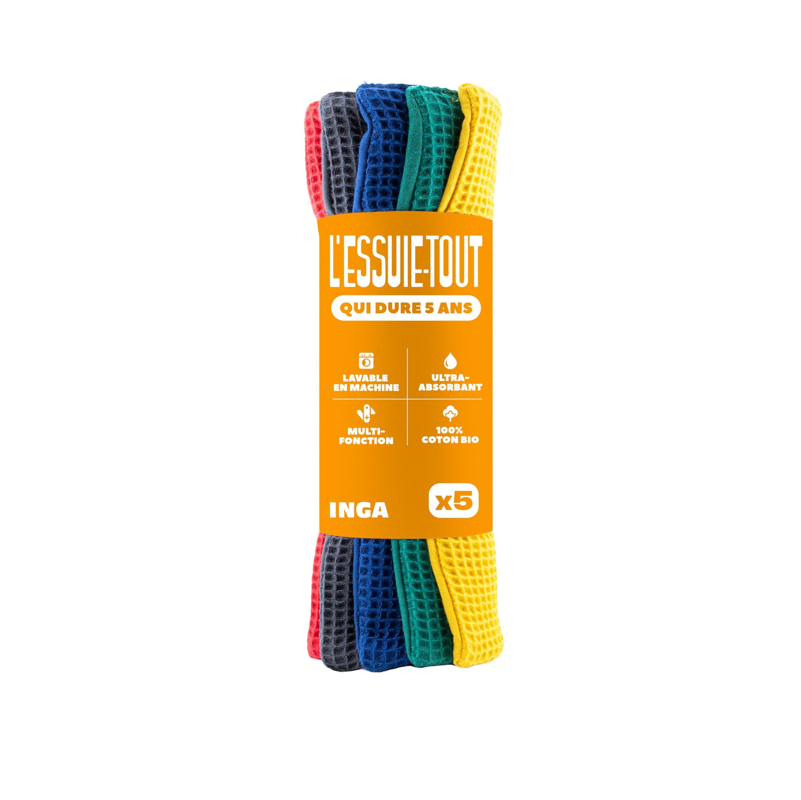 Essuie-tout réutilisable lavable INGA absorbant écologique durable 5 ans