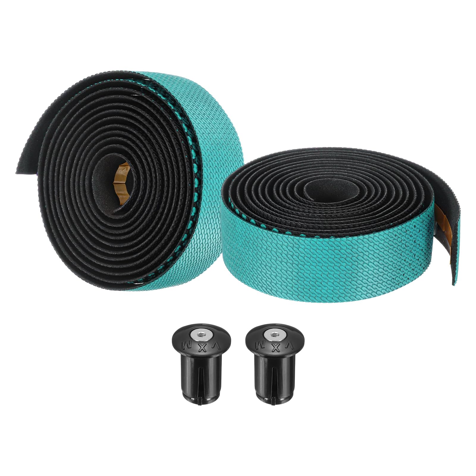 PATIKIL PU EVA Bike Handlebar Tape, 1 Pair Soft Bicycle Bar Tape One Size with End Plugs & Adhesive Backs for Road Cycling Folding, Cyan