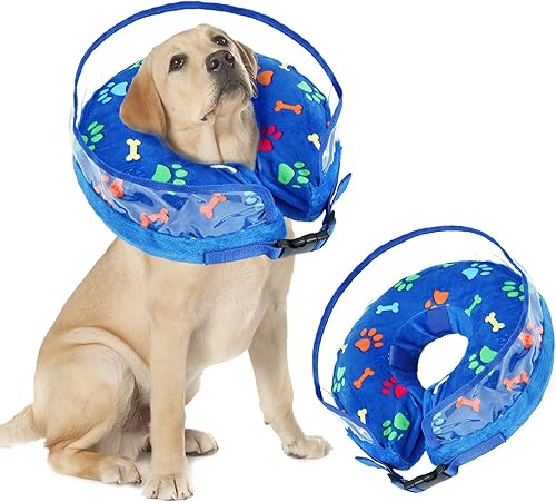 Crazy Felix Cono para perro, cono inflable para perros pequeños, medianos y grandes, cono suave para perros después de una cirugía con hebilla