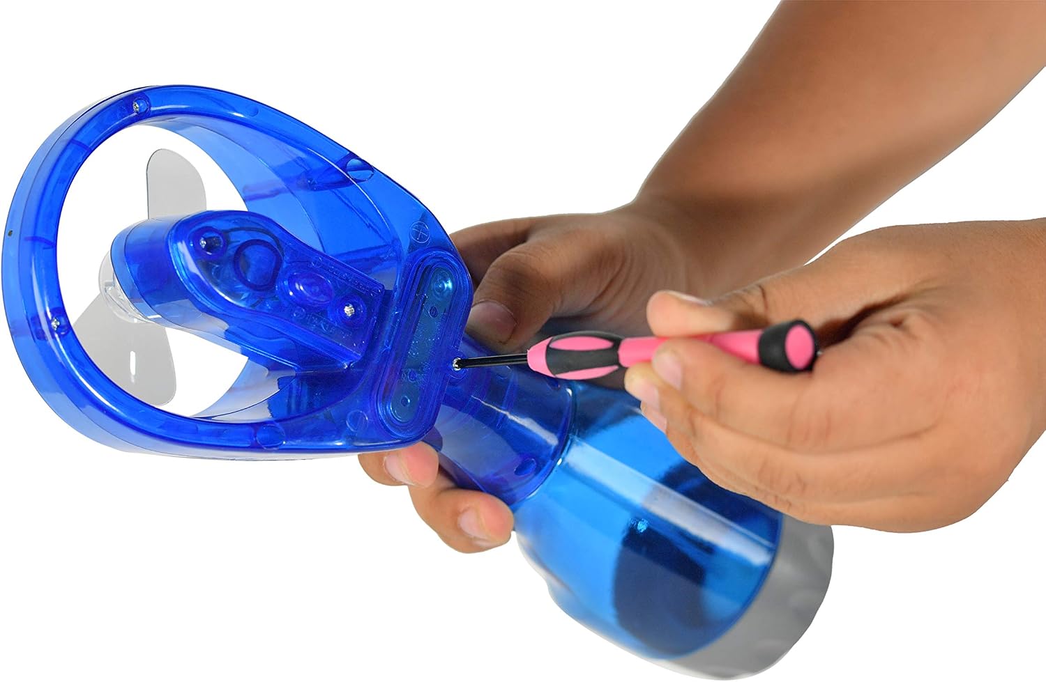 Home-X Battery-Powered Personal Misting Fan, Plastic Spray Water Bottle with Mini Fan