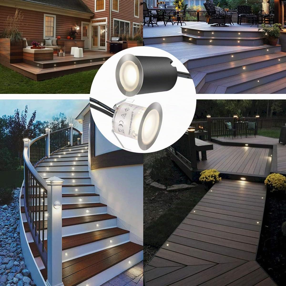 Recessed LED Deck Light Kits with Black Protecting Shell φ32mm,SMY In Ground Outdoor Landscape Lighting IP67 Waterproof,12.