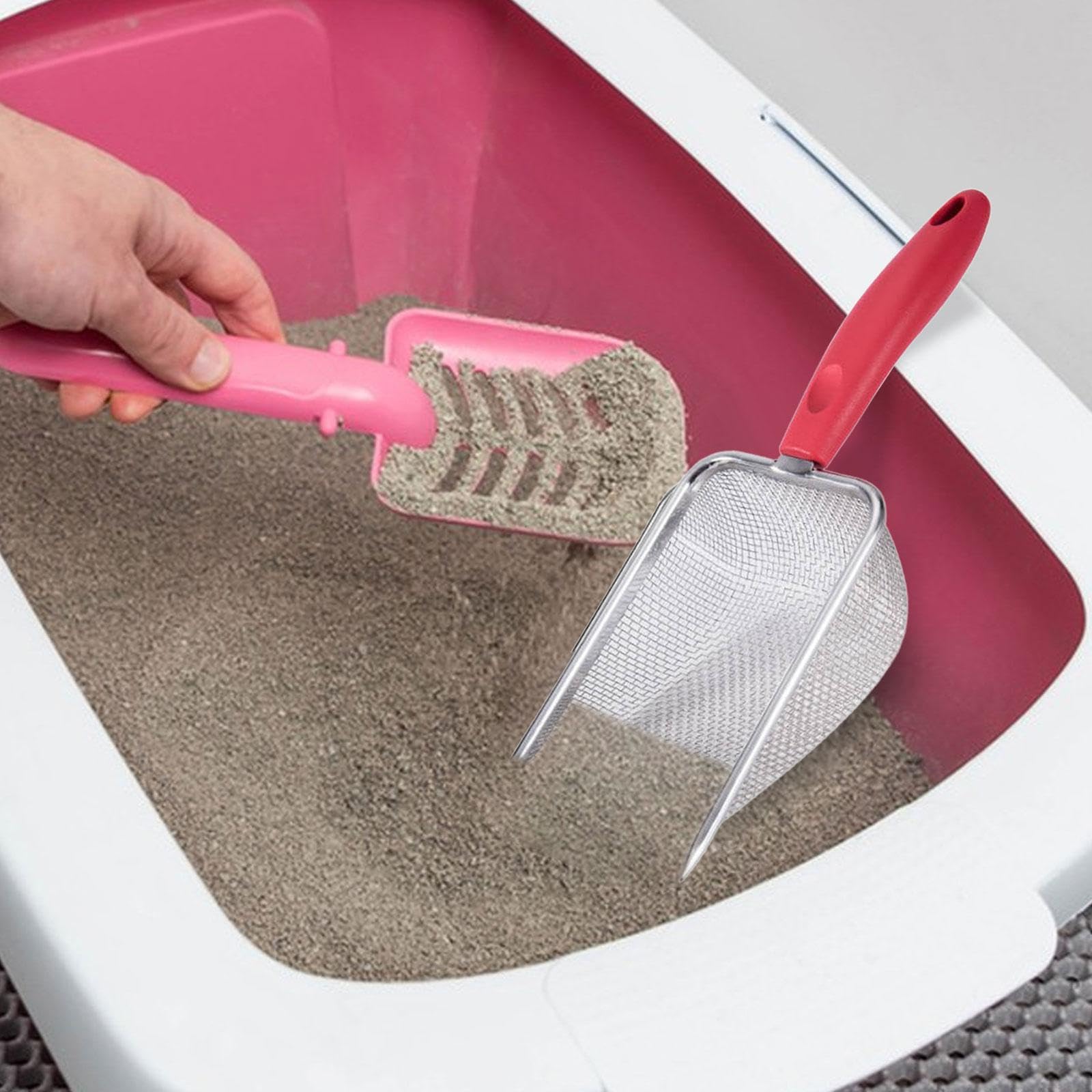 MFMEXUL 2xCat Litter Sifting Deep Sifting Cleaning Tool Kitty Metal Stainless Steel for Kitty Kittens Puppy
