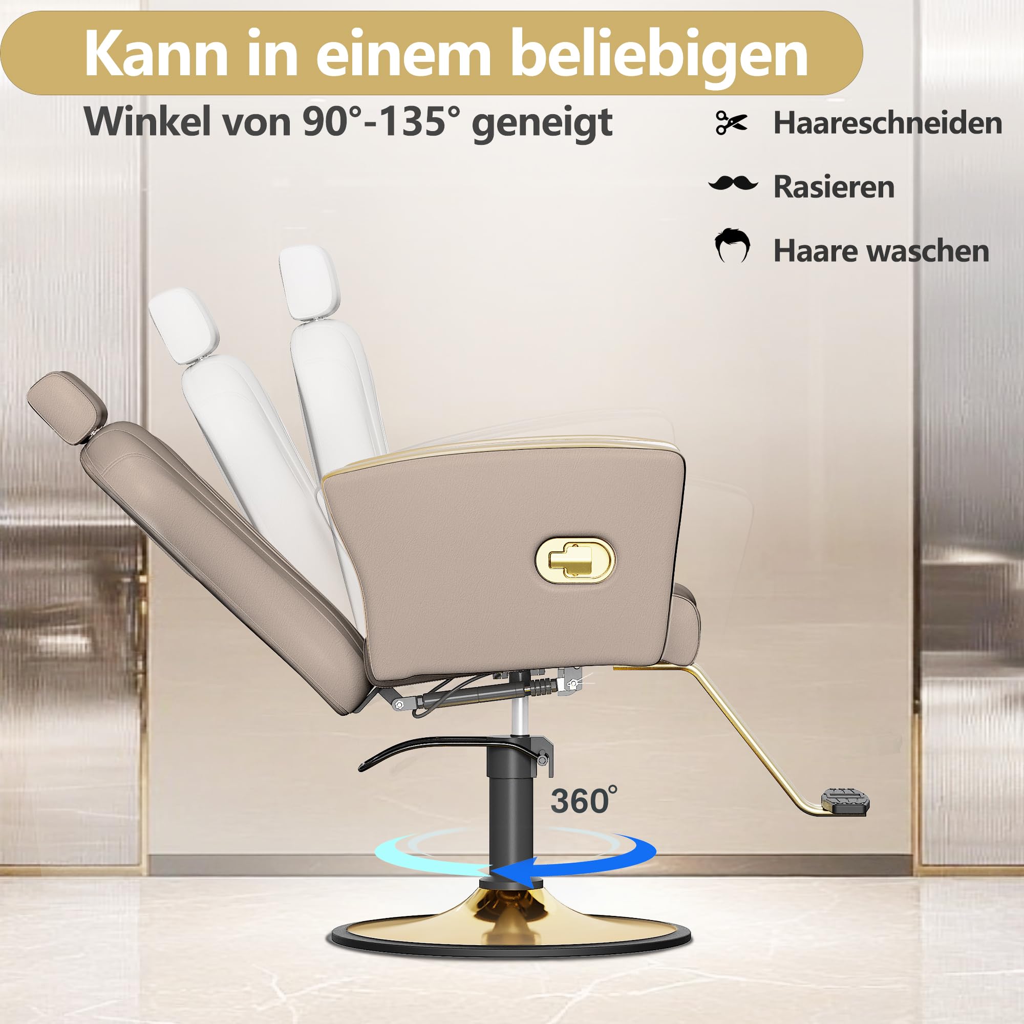 Höhenverstellbarer Friseurstuhl mit Kopfstütze Schokoladengrau